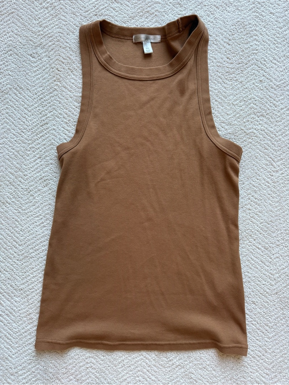 Banana Republic Classic Ribbed Tank Top in Warm Camel, Sz L